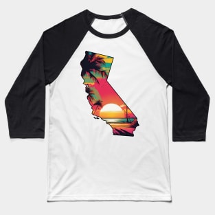 California State Beach Sunset Baseball T-Shirt